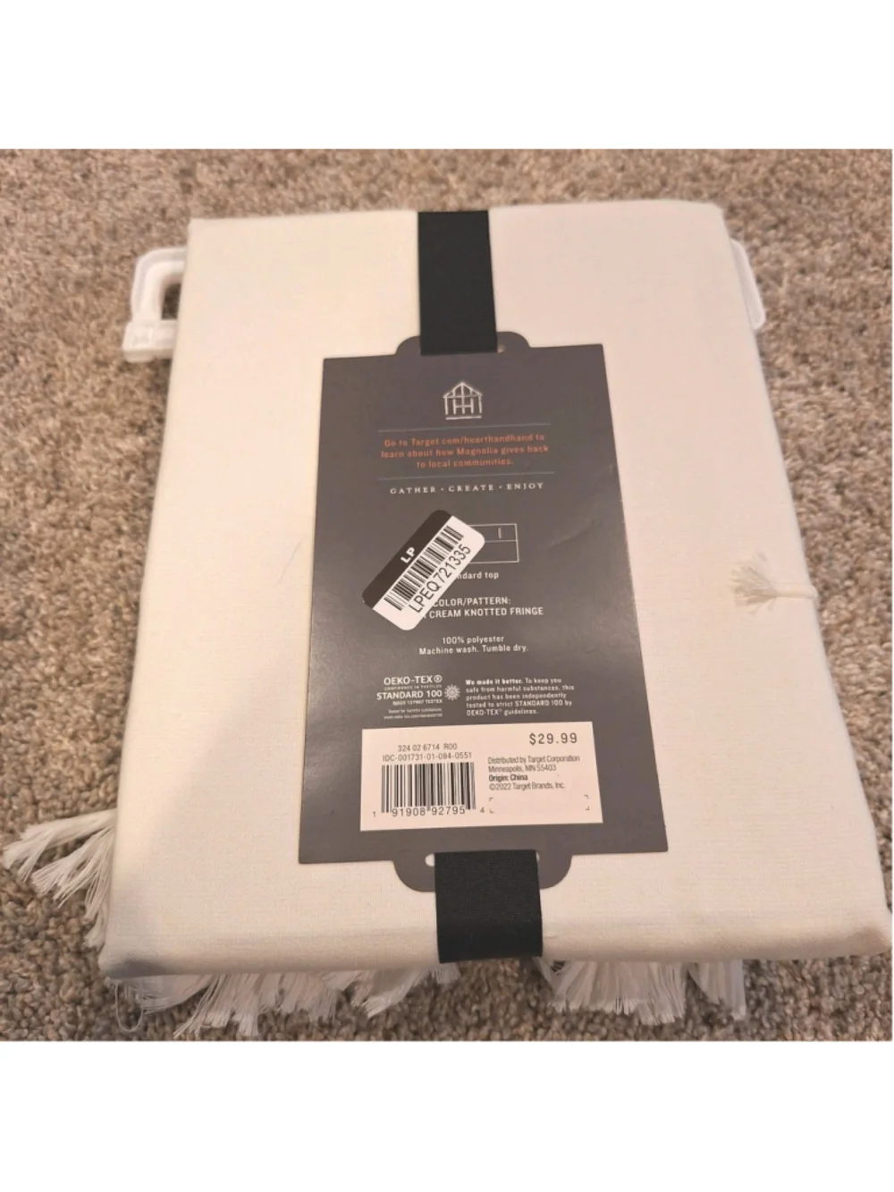 NEW Hearth & Home Knotted Fringe Cream Shower Curtain Target Magnolia Ivory
